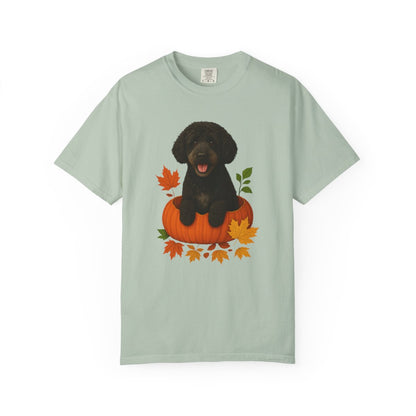 Black Portuguese Water Dog Pumpkin Shirt, Fall Comfort Colors 1717 Tee for Dog Lovers