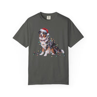Load image into Gallery viewer, Australian Shepherd Christmas Lights Dog Shirt, Festive Aussie Holiday Tee for Dog Lovers
