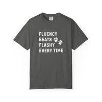 Load image into Gallery viewer, Fluency Beats Flashy Every Time T-Shirt – Dog Training Shirt for Professional Handlers
