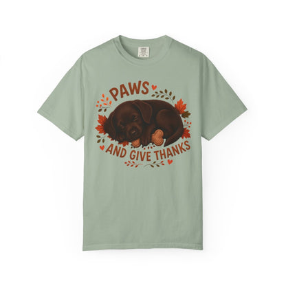 Chocolate Lab Thanksgiving Shirt, Paws Give Thanks Tee, Fall Labrador Retriever Lover Gift