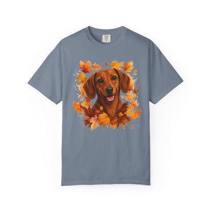 Red Dachshund Fall Shirt | Autumn Dog Mom Comfort Colors Tee