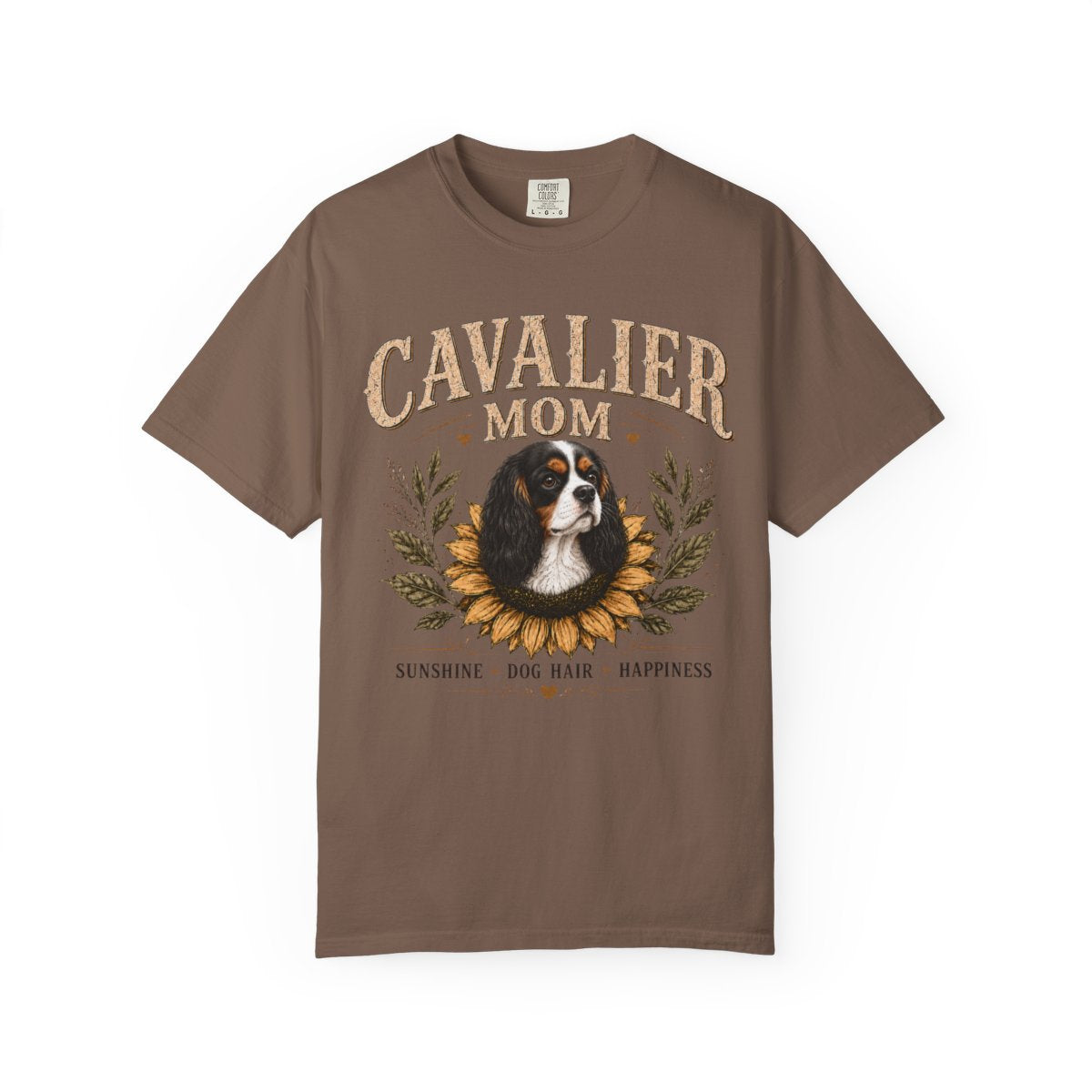 Tricolor Cavalier Mom Shirt, Cavalier King Charles Spaniel Tee, Sunflower Dog Lover Gift