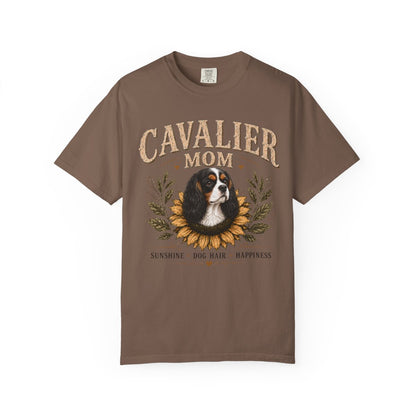 Tricolor Cavalier Mom Shirt, Cavalier King Charles Spaniel Tee, Sunflower Dog Lover Gift