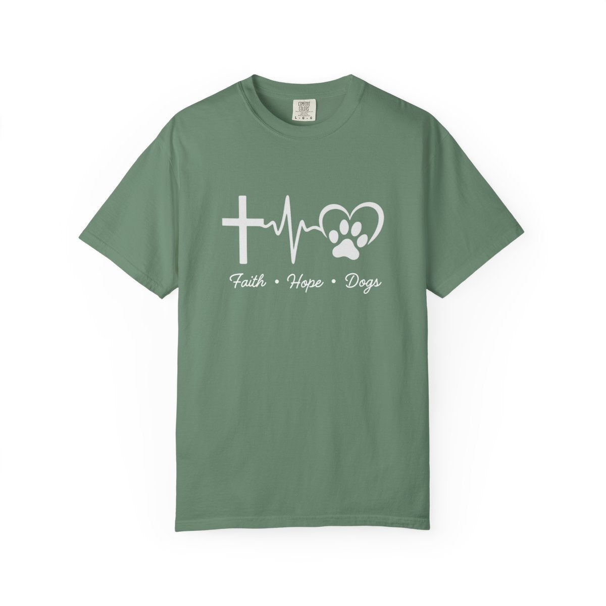 Unisex Garment-Faith Hope Dog Kisses Comfort Colors Shirt – Christian Dog Mom Tee, Soft Garment-Dyed 100% Cotton, Paw Print GiftDyed T-shirt