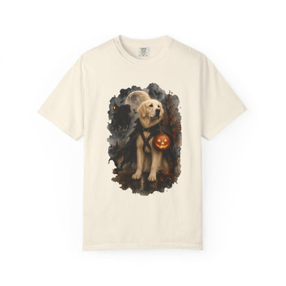 English Cream Golden Retriever Headless Horseman Inspired Halloween Comfort Colors Shirt