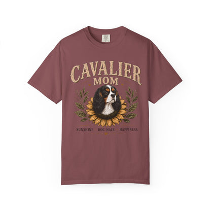 Tricolor Cavalier Mom Shirt, Cavalier King Charles Spaniel Tee, Sunflower Dog Lover Gift