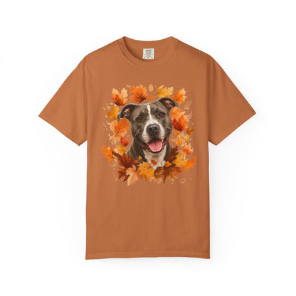 Pitbull Fall Shirt, Autumn Dog Mom Comfort Colors Tee