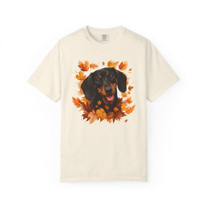 Black & Tan Dachshund Fall Shirt, Autumn Dog Mom Comfort Colors Tee