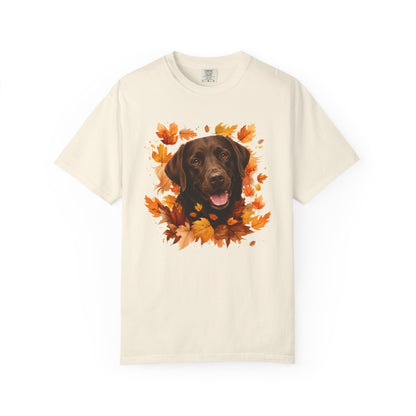 Chocolate Lab Fall Shirt, Autumn Dog Mom Comfort Colors Tee