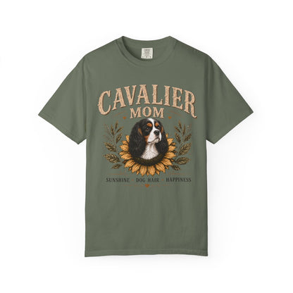 Tricolor Cavalier Mom Shirt, Cavalier King Charles Spaniel Tee, Sunflower Dog Lover Gift