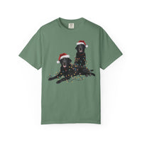 Load image into Gallery viewer, Festive Holiday Christmas Dog Shirt, Santa Hat Labrador Tee, Holiday Lights Dog Lovers Shirt, Christmas Gift for Dog Mom
