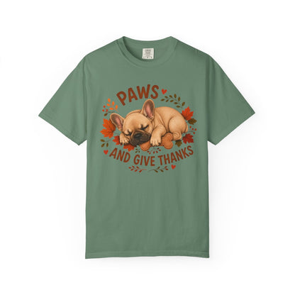 French Bulldog Thanksgiving Shirt, Paws Give Thanks Tee, Fall Frenchie Dog Lover Gift