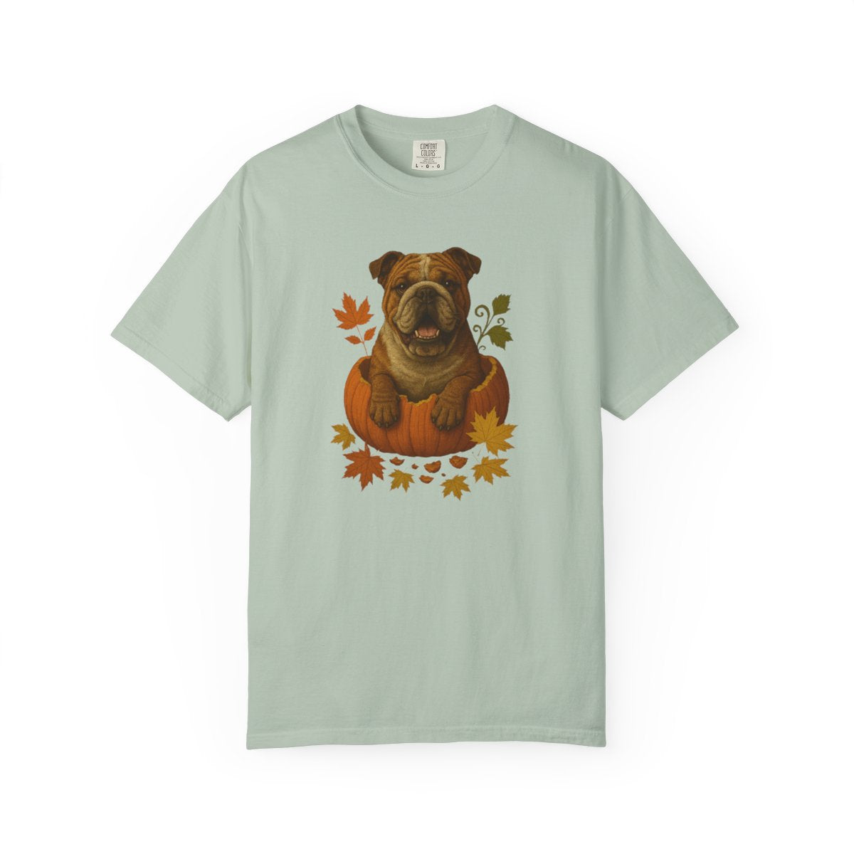 Bulldog Pumpkin Fall T-Shirt, Cute Autumn Dog Lover Tee & Thanksgiving Gift