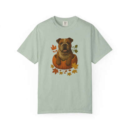 Bulldog Pumpkin Fall T-Shirt, Cute Autumn Dog Lover Tee & Thanksgiving Gift
