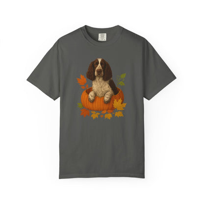 English Springer Spaniel in Pumpkin Fall Shirt, Cute Autumn Dog Tee for Spaniel Lovers