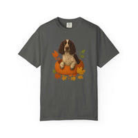 Load image into Gallery viewer, English Springer Spaniel in Pumpkin Fall Shirt, Cute Autumn Dog Tee for Spaniel Lovers
