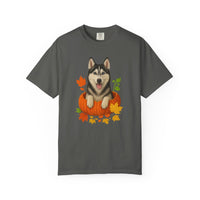 Load image into Gallery viewer, Husky Pumpkin Shirt, Cute Fall Dog Lover Tee with Siberian Husky and Autumn Leaves
