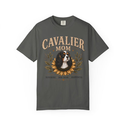 Tricolor Cavalier Mom Shirt, Cavalier King Charles Spaniel Tee, Sunflower Dog Lover Gift