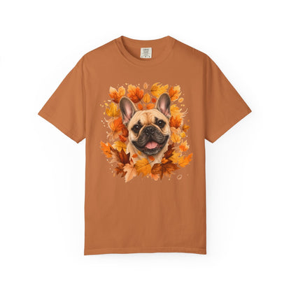 French Bulldog Fall Shirt, Autumn Dog Mom Comfort Colors Tee