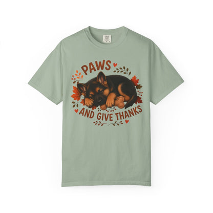 German Shepherd Thanksgiving Shirt, Paws Give Thanks Tee, Fall German Shepherd Lover Gift
