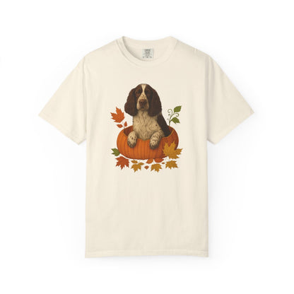 English Springer Spaniel in Pumpkin Fall Shirt, Cute Autumn Dog Tee for Spaniel Lovers