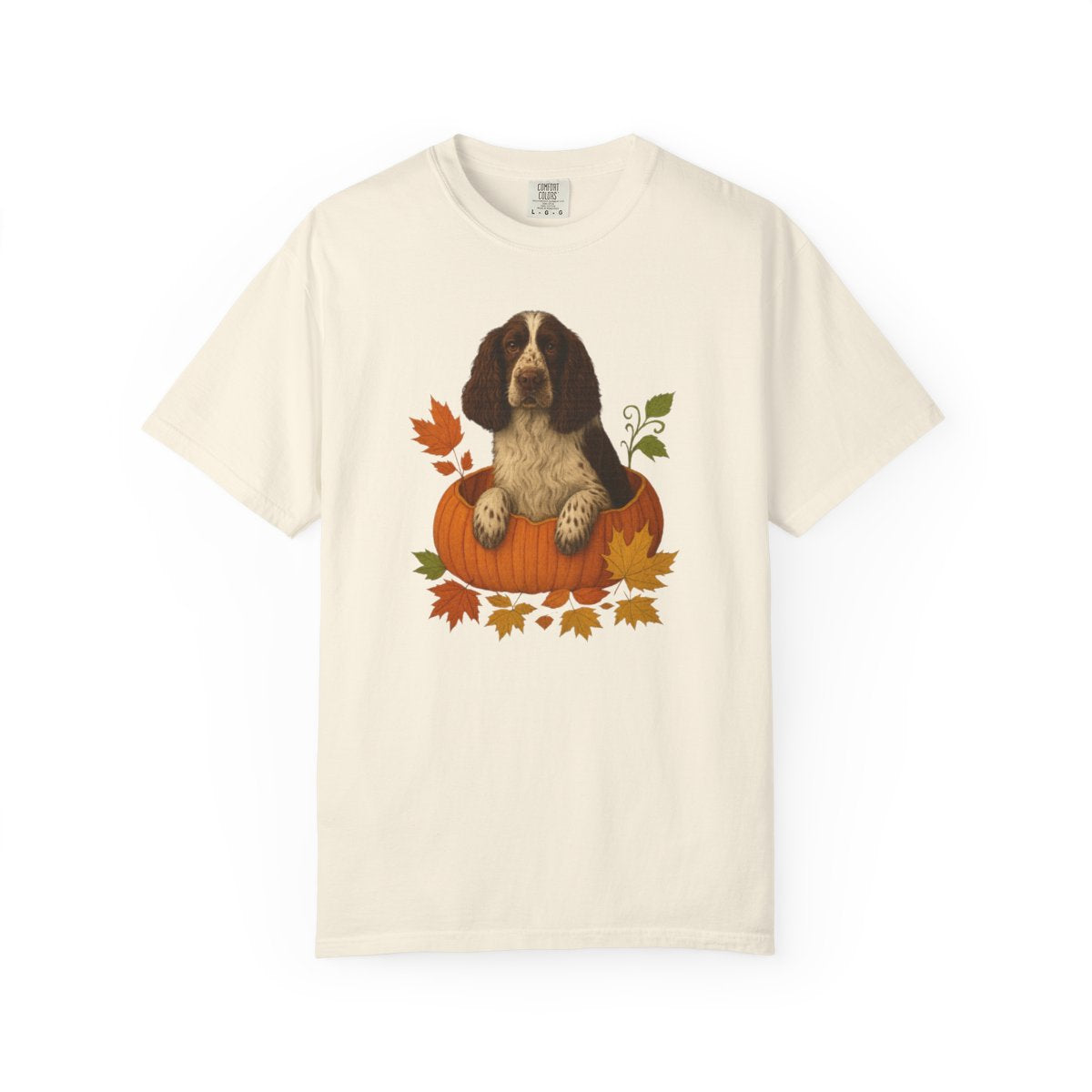 English Springer Spaniel in Pumpkin Fall Shirt, Cute Autumn Dog Tee for Spaniel Lovers