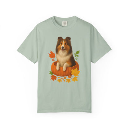 Shetland Sheepdog Pumpkin Shirt, Cute Fall Dog Lover T-Shirt for Sheltie Fans