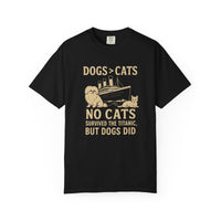 Load image into Gallery viewer, Funny Titanic Dog Lover T-Shirt – Dogs &gt; Cats Pet Humor Tee – “No Cats Survived the Titanic” Shirt – Gift for Dog Owners
