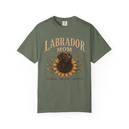 Chocolate Lab Mom Shirt, Labrador Retriever Sunflower Tee, Vintage Dog Lover Gift