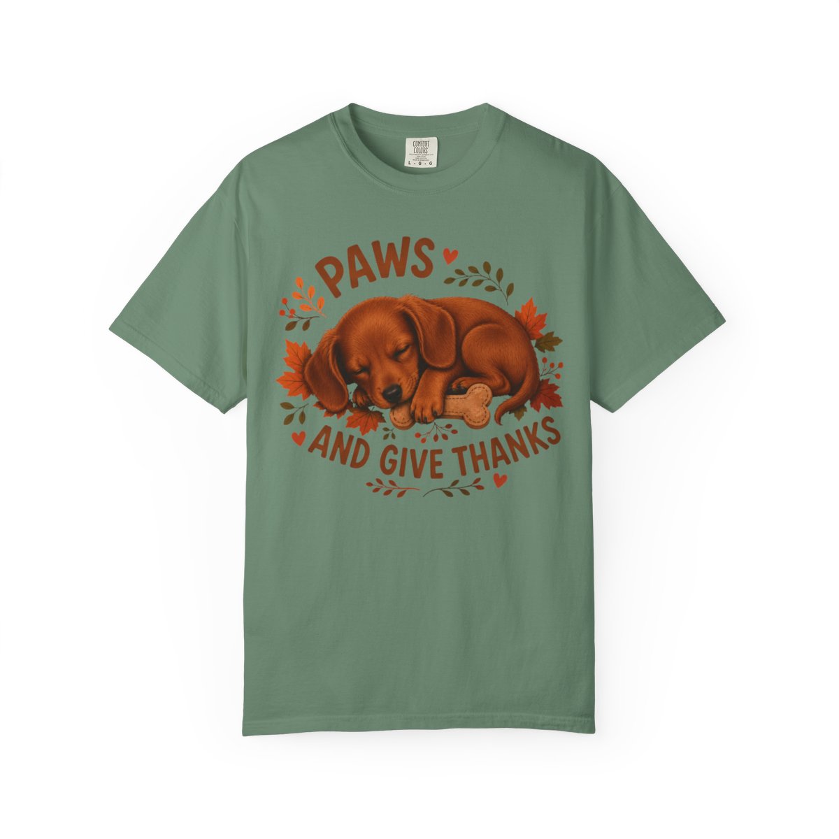 Red Dachshund Thanksgiving Shirt, Paws Give Thanks Tee, Fall Doxie Dog Lover Gift