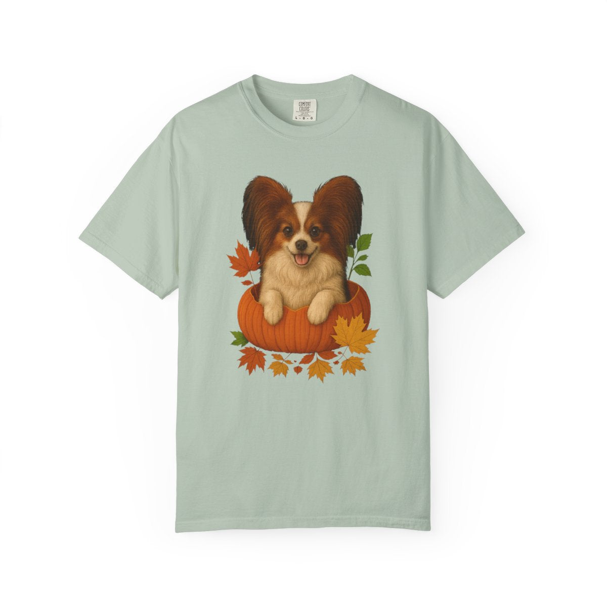 Papillon Pumpkin Shirt, Fall Dog Lover Tee on Comfort Colors 1717