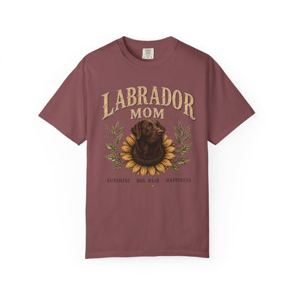 Chocolate Lab Mom Shirt, Labrador Retriever Sunflower Tee, Vintage Dog Lover Gift