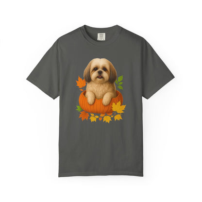 Shih Tzu Pumpkin Shirt, Cute Fall Dog Lover Tee on Comfort Colors 1717