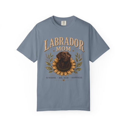 Chocolate Lab Mom Shirt, Labrador Retriever Sunflower Tee, Vintage Dog Lover Gift
