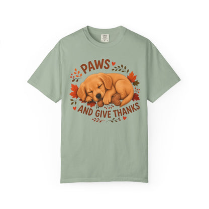 Golden Retriever Thanksgiving Shirt, Paws Give Thanks Tee, Fall Golden Retriever Lover Gift
