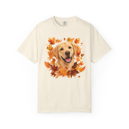 Yellow Lab Fall Shirt, Autumn Dog Mom Comfort Colors Tee