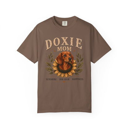 Red Dachshund Mom Shirt, Doxie Sunflower Tee, Vintage Wiener Dog Lover Gift