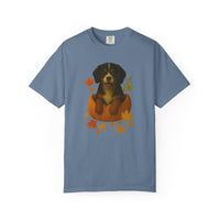 Load image into Gallery viewer, Tri-Color Cavalier King Charles in Pumpkin Fall Shirt, Cute Autumn Dog Tee for Spaniel Moms
