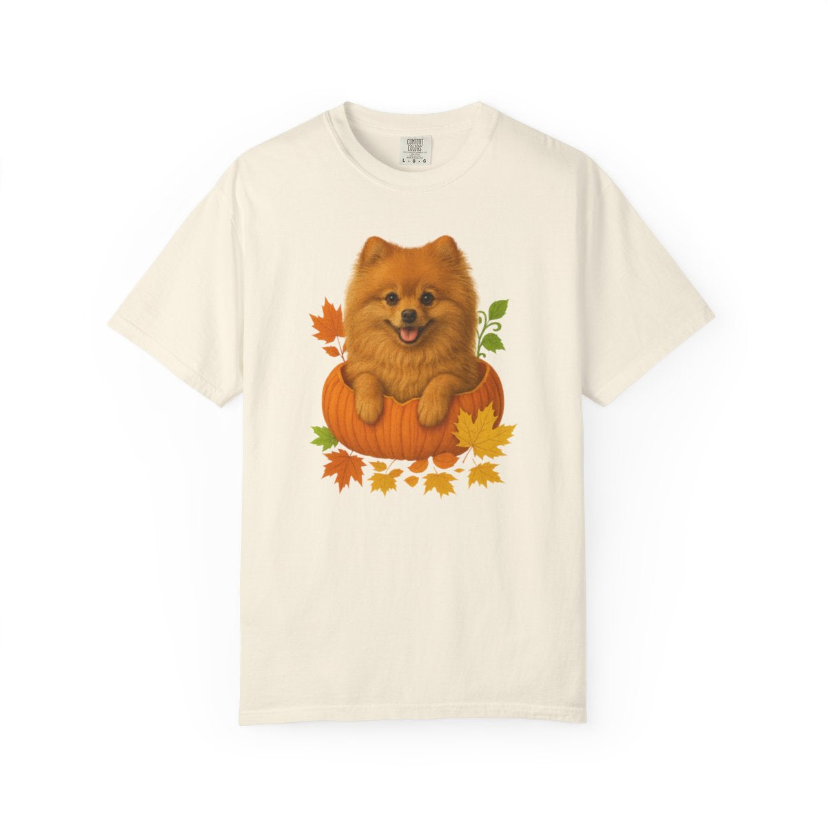 Pomeranian in Pumpkin Fall Shirt, Cute Autumn Dog Tee for Pomeranian Lovers