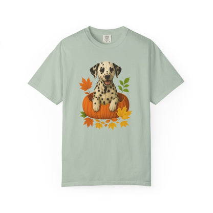 Dalmatian Pumpkin Shirt, Cute Fall Dog Lover Tee on Comfort Colors 1717