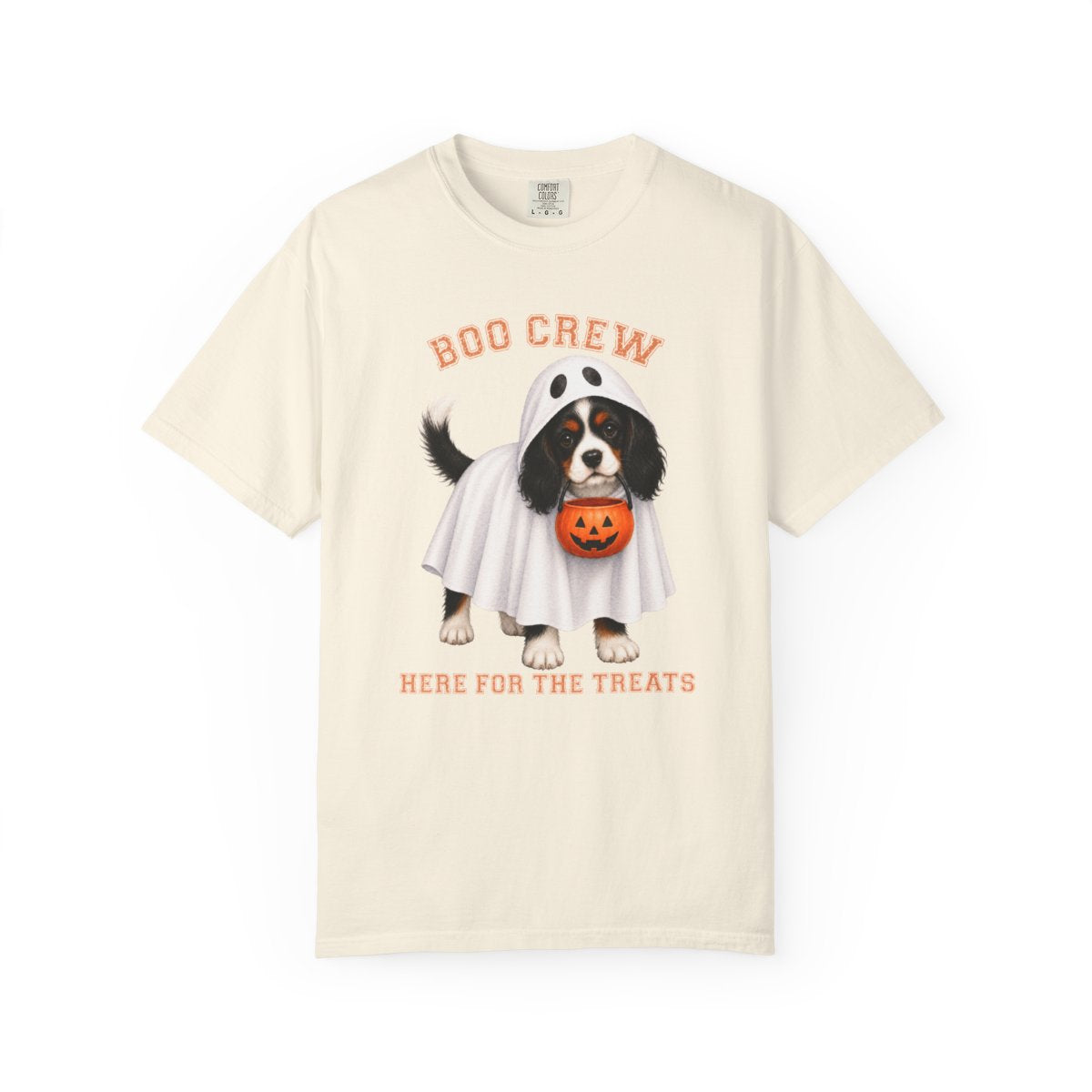 Tricolor Cavalier Boo Crew Halloween Shirt, Here for the Treats Dog Mom Tee