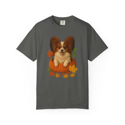 Papillon Pumpkin Shirt, Fall Dog Lover Tee on Comfort Colors 1717