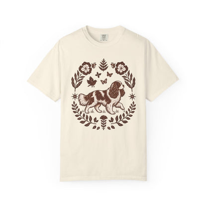 Blenheim Cavalier Comfort Colors Shirt, Folk Art King Charles Spaniel Tee, Dog Gift