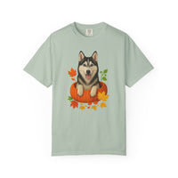 Load image into Gallery viewer, Husky Pumpkin Shirt, Cute Fall Dog Lover Tee with Siberian Husky and Autumn Leaves
