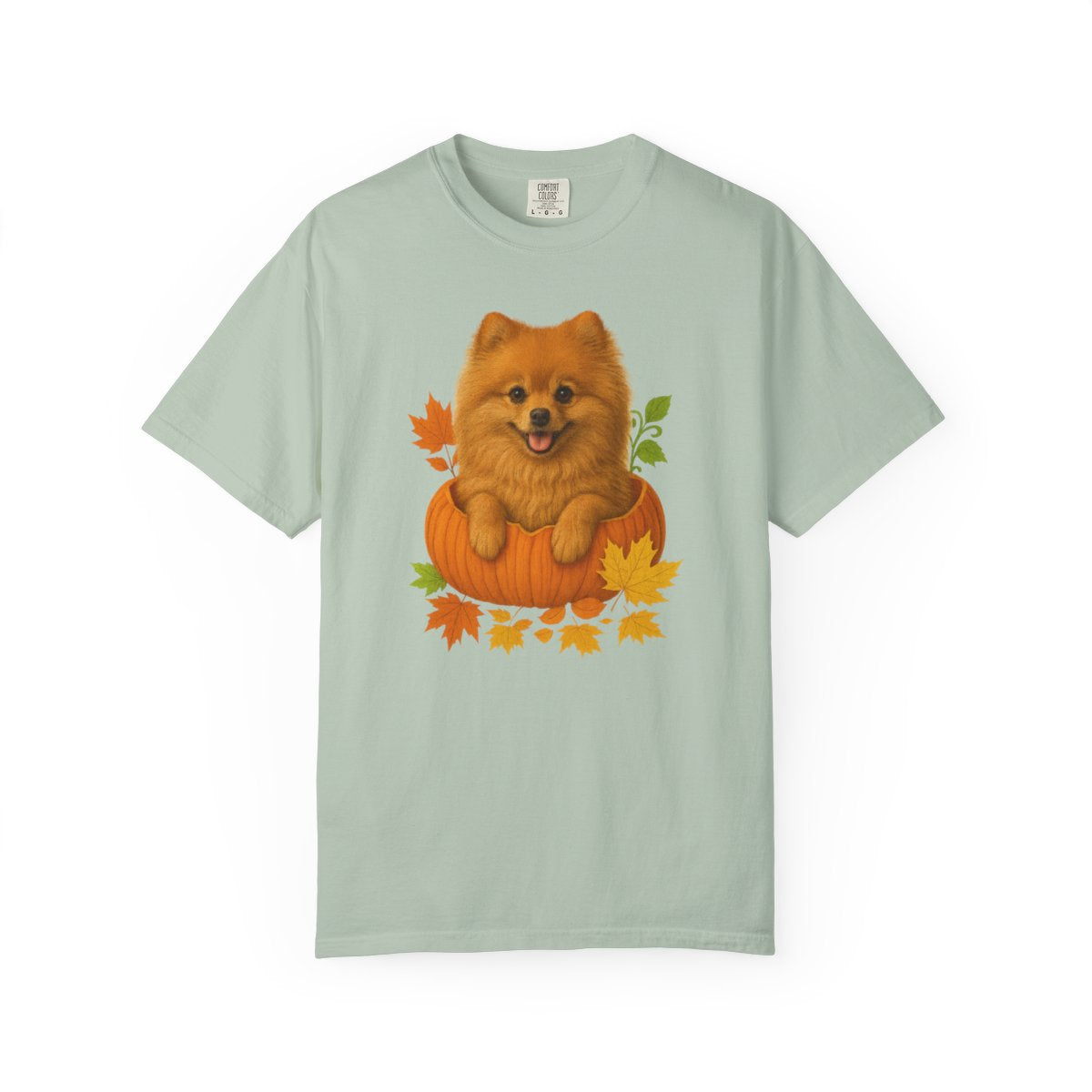 Pomeranian in Pumpkin Fall Shirt, Cute Autumn Dog Tee for Pomeranian Lovers