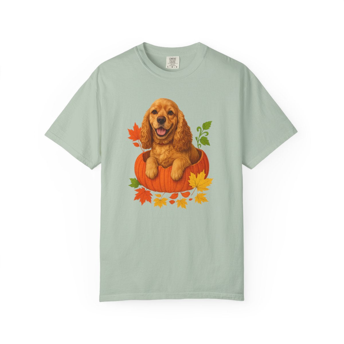 Cocker Spaniel in Pumpkin Fall Shirt, Cute Autumn Dog Tee for Cocker Lovers
