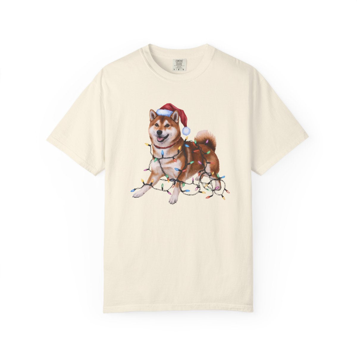 Brown Shiba Inu Christmas Lights Shirt, Festive Holiday Tee for Shiba Fans