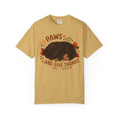 Chocolate Lab Thanksgiving Shirt, Paws Give Thanks Tee, Fall Labrador Retriever Lover Gift