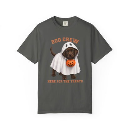Chocolate Lab Boo Crew Halloween Shirt, Here for the Treats Dog Mom Tee