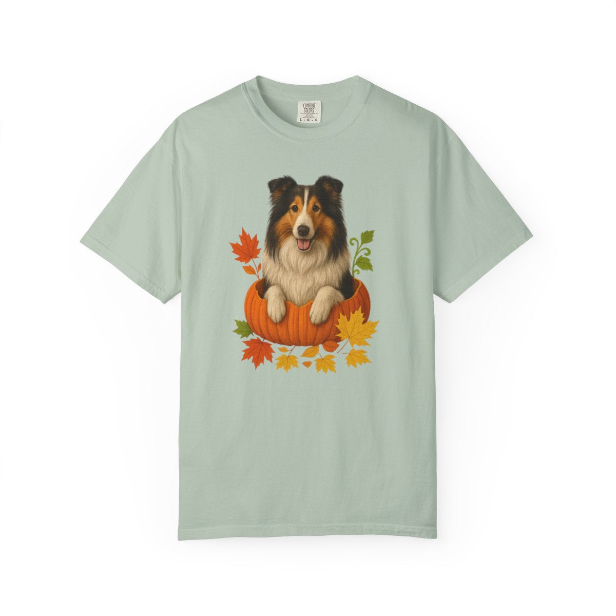 Collie in Pumpkin Fall Shirt, Cute Autumn Dog Tee for Rough Collie Lovers
